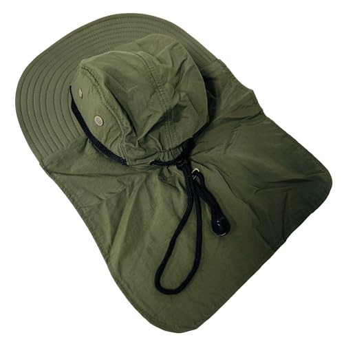 Packable and Adjustable Mesh Boonie Sun Hat with Neck Flap - color: Green