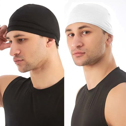 4 Pieces Skull Caps Running Cycling Beanie Hats Breathable Helmet Liner Sleep Hats for Men Women - color: M Black+black+white+white