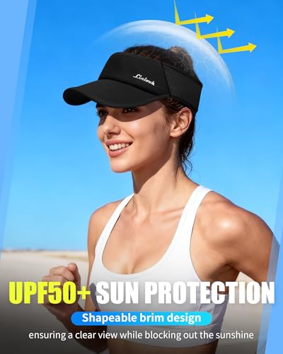 Sports Sun Visor for Men & Women Breathable Mesh, Stretchy Foldable Cooling Visor Hat for Running, Golf, Tennis, Hiking - color: Black