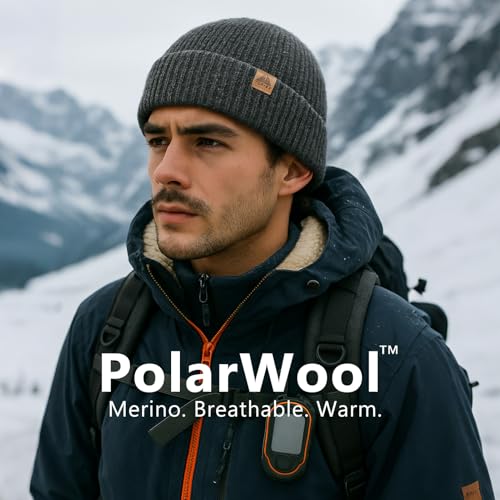TOP-EX 100% Australian Merino Wool Fisherman Beanie, Short Cuffed Knit - color: Concrete Grey, size: X-Large-XX-Large