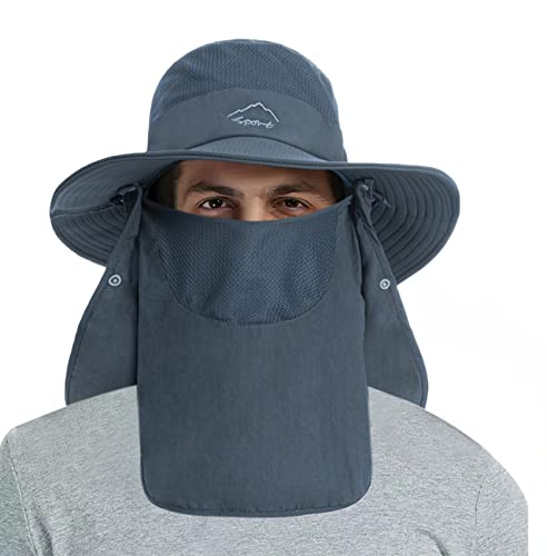 Fishing Hat for Men, Outdoor 3 in 1 Sun Hat Summer Safari Boonie Cap - color: Dark Grey
