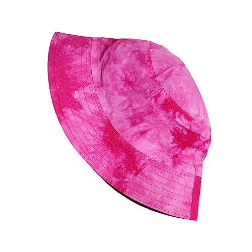 Tie Dye Bucket Hat Reversible Cotton Multicolored Fisherman Cap Packable Sun Hat - color: Hot Pink