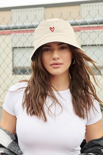 XYIYI 2 Pack Unisex Bucket Hat for Women Men Summer Beach Fishing Hat Sun Hat - color: Heart Black Beige