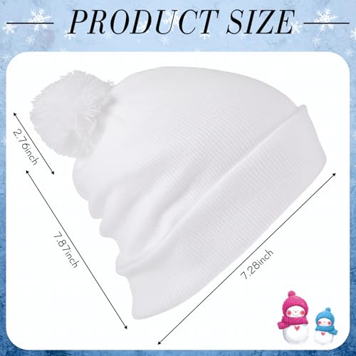 Geyoga 2 Pcs Pom Beanie Hat Men Women Winter Hat Pom Knit Cap Beanies with Ball at Top Acrylic Winter Cap with Cuff - color: Black, White, style: Classical