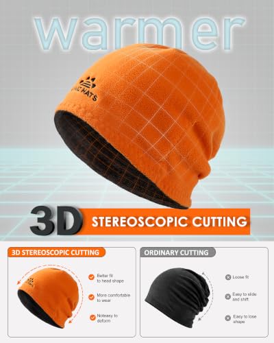 Winter Beanie Hat Scarf for Men Women Knit Thick Fleece Lined Warm Windproof Ski Skull Cap Neck Warmer Gaiter Face Scarf Set - color: Black+orange