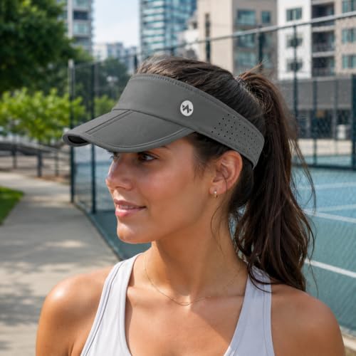 WANDER Sports Sun Visor Hat Mesh Foldable Brim for Men Women Running - color: Dark Grey