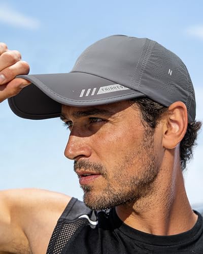 Croogo Quick Dry Running Hat Sun UPF 50+ Lightweight Baseball Cap for Men - color: Darkgray