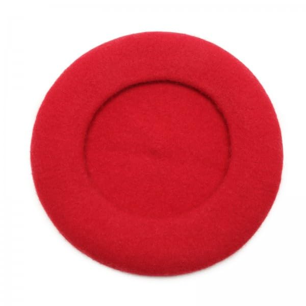 Women Wool Beret Hat, Classic French Artist Hat, Winter Warm Hat for Ladies - color: Red