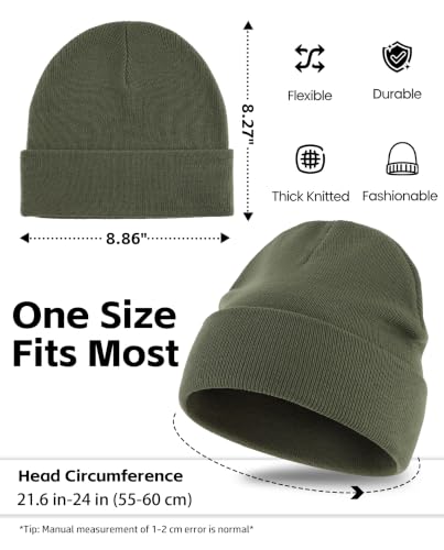 Connectyle Men's Cuffed Beanie Hat Double Layer Knit Winter Watch Cap - color: Army Green