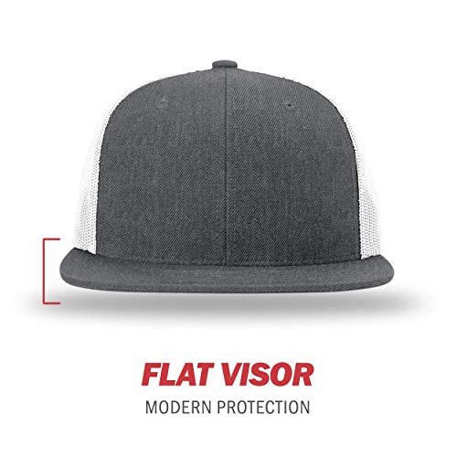 Richardson Unisex 511 Flatbill Trucker Adjustable Snapback Baseball Cap - color: Heather Charcoal/White