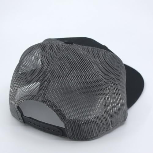 Plain Cotton Twill Flat Brim Mesh Adjustable Snapback Trucker Baseball Cap - color: Black