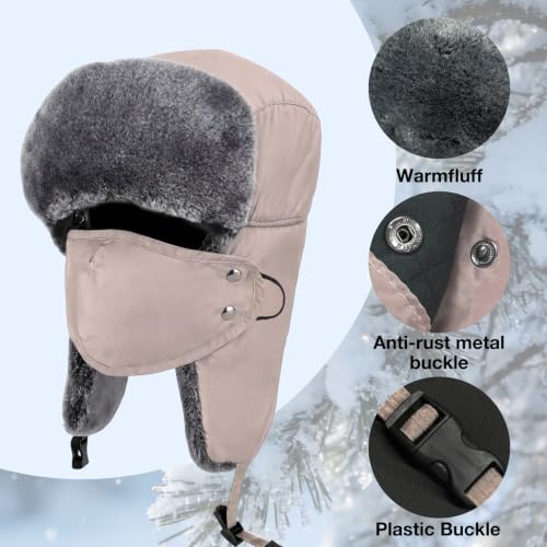 mysuntown Warm Winter Hats for Women Men with Ear Flaps for Cold Weather - color: Khaki