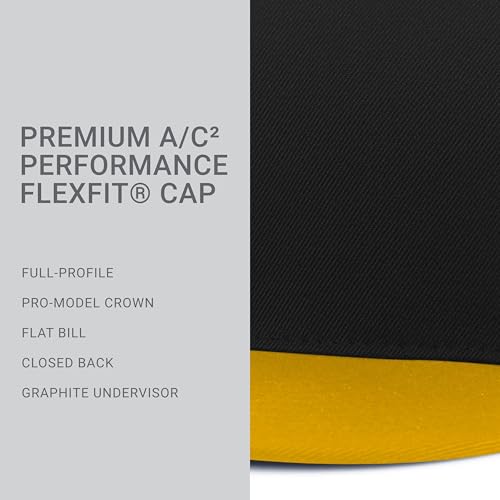 Pacific Headwear Unisex-Adult Pacific Headwear Premium a/C² Performance Flexfit® Cap - color: Black/Gold, size: Small-Medium