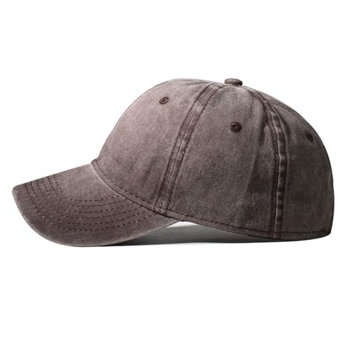 Classic Vintage Distressed Baseball Cap, Washed Cotton, Adjustable Fit - color: B-brown