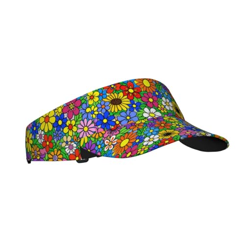 Unisex Adjustable Sports Sun Visor - color: Retro Flower