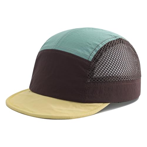 Soft Short Brim Hats Mens 5 Panel Baseball Cap Mesh Breathable Dad Hat Multi Color Running Hats Quick Dry Sports Cap - color: Mg-wcwmdym2536-coffee
