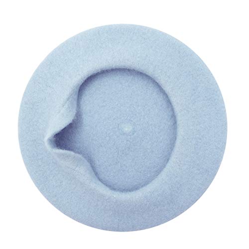 Gllutt Women Wool Beret Hat French Style Solid Color - color: Sky Blue
