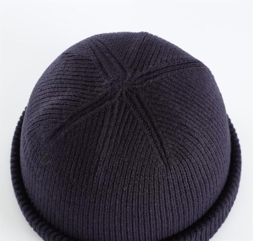 Connectyle Thick Cuffed Beanie for Men & Women Double Layer Knit Winter Hat Acrylic Watch Hat Warm Stocking Skull Cap - color: Navy Blue