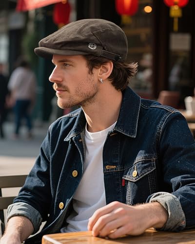 Croogo Men's Newsboy Flat Cap Corduroy Ivy Cap Casual Winter Duckbill Hat Irish Catsby Golf Beret Hat - color: Bl27-coffee