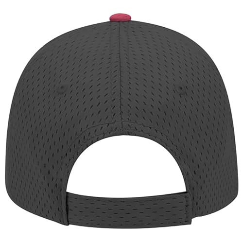 Ashen Fane 6 Panel Polyester Pro Mesh Low Profile Baseball Cap - color: Red Black