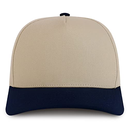 Trendy Apparel Shop Premium High Crown Cotton 5 Panel Pro Style Cap - color: Navy Stone
