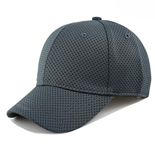 The Hat Depot Men's Curved Brim Stretch Fit Mesh 6 Panel Fitted Baseball Cap - color: Dark Grey, size: Small-Medium
