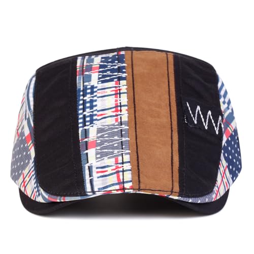 Classic Flat Cap for Men, Adjustable Cotton Newsboy Cap - color: Black 3