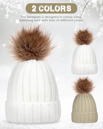 Syhood 4 Pcs Hat and Glove Set Winter Beanie and Glove Set - color: White and Beige