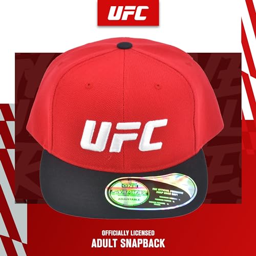 Concept One Unisex Adult UFC Baseball Cap, 6 Panel Adult Adjustable Snapback Hat with Flat Brim - color: Red