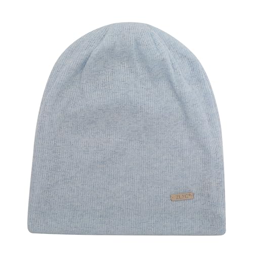 ZLYC Women Slouchy Beanie Hat Summer Knit Chemo Headwear - color: Solid Light Blue