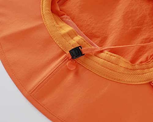 Home Prefer Outdoor UPF50+ Mens Sun Hat with Neck Flap Womens UV Protection Hat Wide Brim Safari Fishing Hiking Gardening Hat - color: Orange