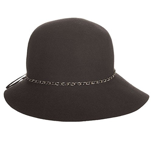 Scala Wool Felt Cloche with Chain HAT (Grey)