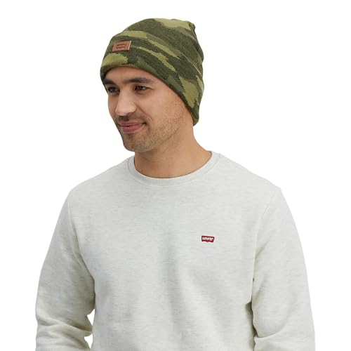 Levi's Mens All-Season Hero Beanie Soft Knit Cuffed Winter Hat, Warm & Comfortable Everyday Style - color: Camo Green Solid