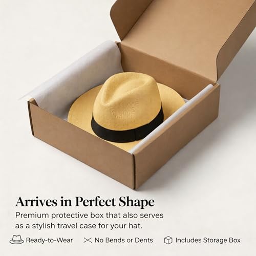 Gamboa Panama Hat for Men and Women - Straw Fedora - color: Light Brown, size: Small