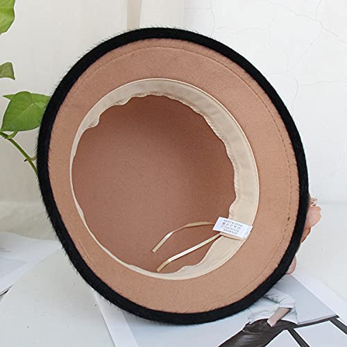 seven wolves Wool Felt Cloche Fedora Hat Winter Warm Bucket Hat Ladies Church Derby Party - color: 2-khaki