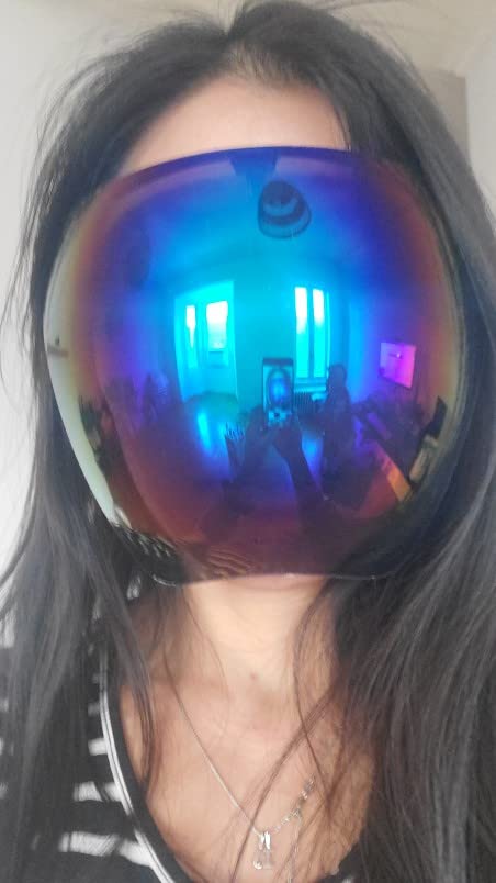 FEISEDY Full Face Shield Sunglasses – Anti-Fog UV400 Mirror Visor - color: 001 Black Green Rainbow Mirror