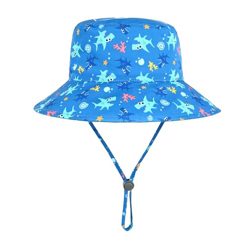 Kids Toddler Baby Boy Sun Hat Summer Bucket Hats with UPF 50+ UV Sun Protective - color: 24-shark, size: 6-12 Months