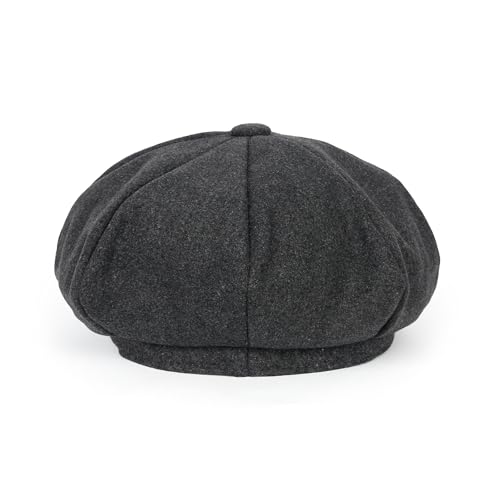 ililily Washed Cotton Newsboy Cabbie Cap Corduroy Duck Bill Flat Hunting Hat - color: Wool Dark Grey