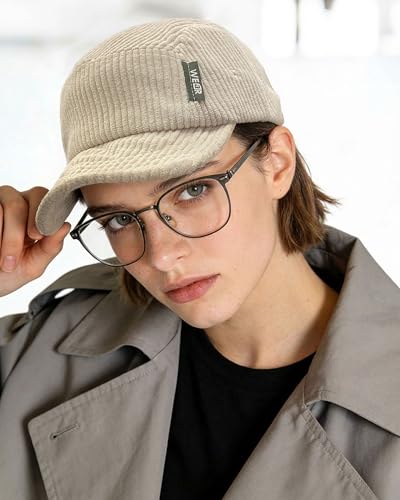 Croogo Corduroy Short Brim Hat Low Profile 5 Panel Dad Cap for Men Women - color: M-dsbh10-beige