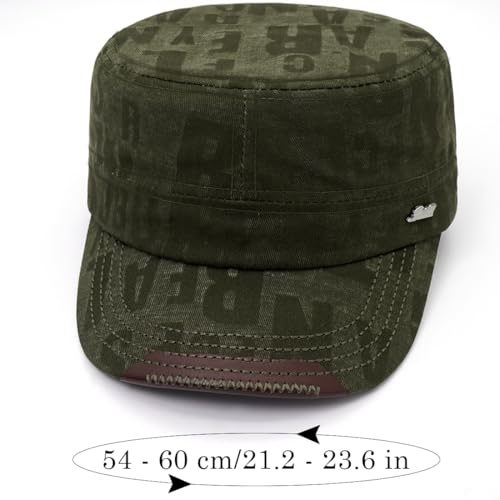 Cadet Hat Flat Top Hats Army Military Caps for Men Women - color: Green C