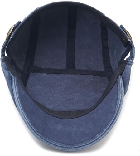 Initlove Mens Newsboy Cap Washed Beret Ivy Hat Flat Hats for Cabbie Driving - color: Black + Navy