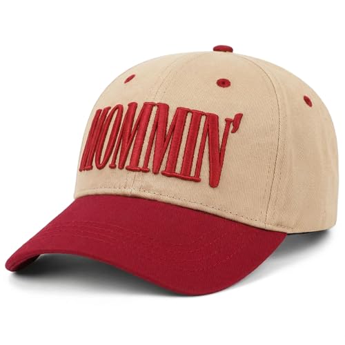 Mommin Trucker Hat for Women, Vintage Two-Tone mom hat with Mommin 3D Embroidery, New Mom Gifts Mothers Day Outfits - color: Red