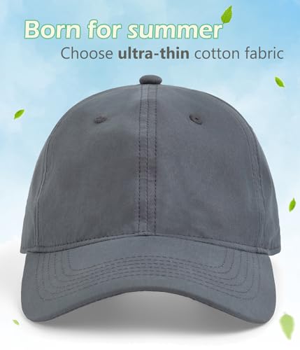 Hot Summer Baseball Cap, 35% Thinner Cotton Dad Hat Lightweight - color: Gray