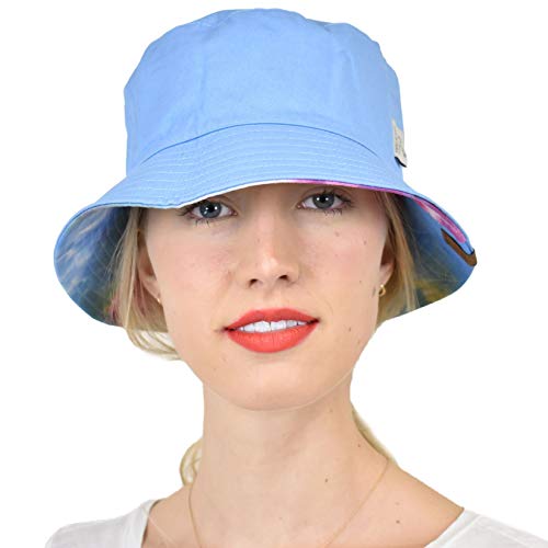 C.C Unisex 100% Cotton Packable Reversible Tie Dye Bucket Sun Hat - color: Hot Pink/Light Blue