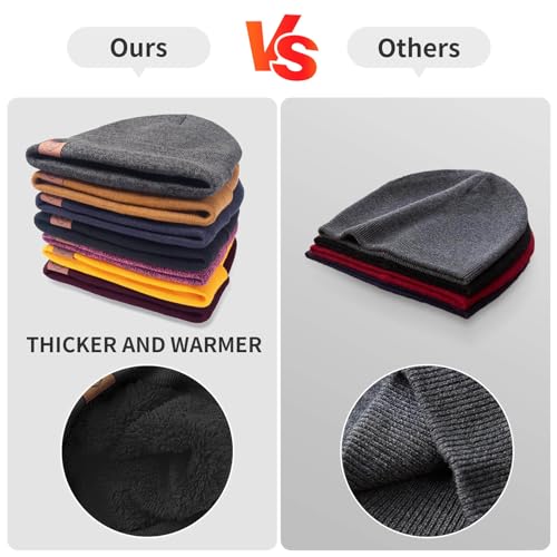 OZERO Mens Winter Hat, Fleece Lined Cuffed Beanie for Men and Women - color: Black