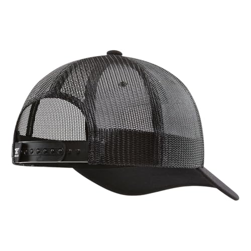 DHCM Catena Hat – Dirty Hands Clean Money Snapback Cap, Men’s Workwear Hat, Curved Brim, Adjustable Fit - color: Black With Rubber Patch - Meshback