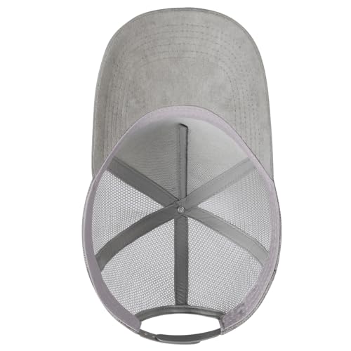 Suede Curved Brim Trucker Cap Adjustable Snapback Hat Mesh Back Breathable for Men Women 2 Pack SH03 - color: Pack of 2, Light Grey & Black