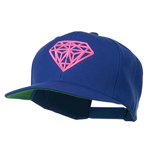 e4Hats.com Pink Diamond Outline Embroidered Snapback Cap - color: Royal