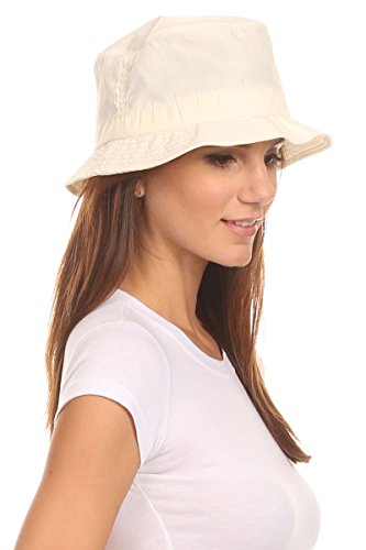 LL Unisex Packable Rain Hat Lightweight Year Round Use - 2 Sizes for Best Fit - color: Cream Bucket, size: Small-Medium