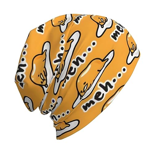 Funny Bigfoot Sasquatch Full Moon Slouchy Beanie for Men & Women Hip-Hop Baggy Skull Cap Fashion Thin Dwarf Knit Hat - color: Gudetama Cute